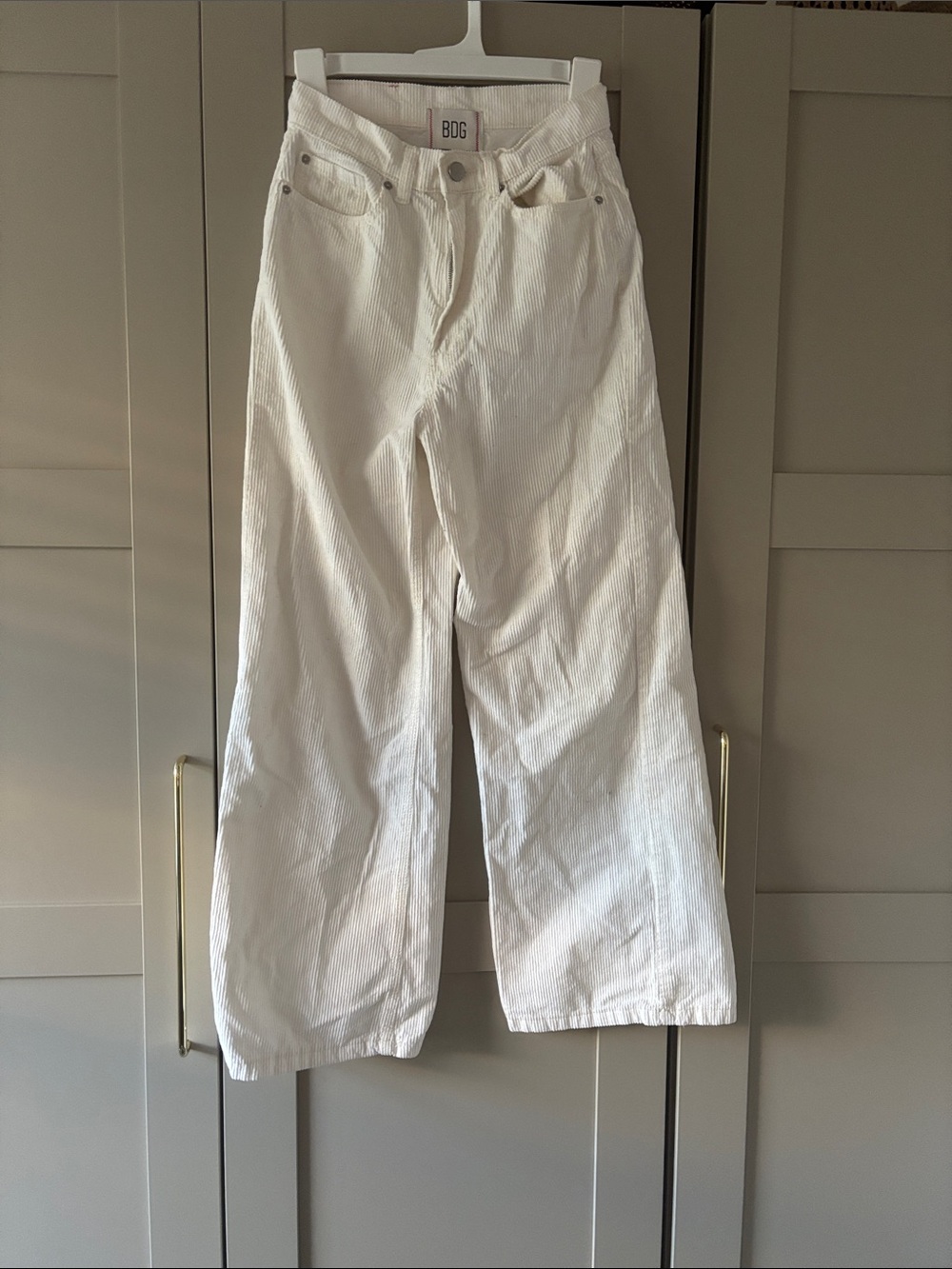 BDG White Wide-Leg Corduroy Pants